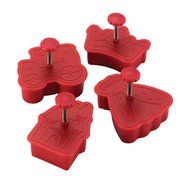 Cake Boss Decorating Tools 4-Piece Princess Fondant Press Set, Red