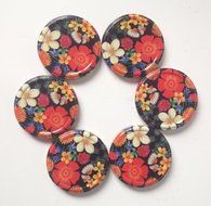 6 Flower Patterned Jam Jar Lids, 82mm