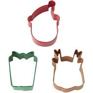 Wilton 3 Piece Holiday Metal Cookie Cutter Set (Santa, Present &amp; Reindeer) N2