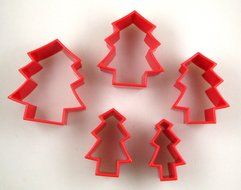 Home-X Christmas Tree Cookie Cutters - Set of 5 (Red)