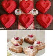 Polymerose 6 Cavity Silicone HEARTS Cake Baking Pan