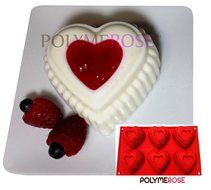 Polymerose 6 Cavity Silicone HEARTS Cake Baking Pan N6
