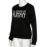 AIMTOPPY Fashion Women Letters Printed Casual Hooded Long Sleeve Sweatshirt Hoodie Coat Outerwear Tops (M, Black) N2