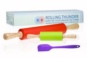 Rolling Pin - Form Meets Function with Professional Nonstick Kitchen Utensils. 2 Piece Set. Great Baking Supplies...