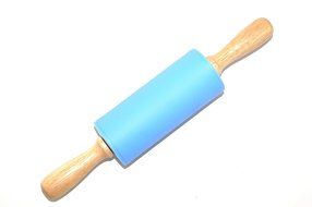 Remeel Silicone Rolling Pin Non-stick Surface Wooden Handle (Kid, Blue)