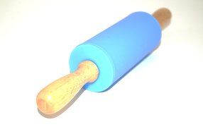 Remeel Silicone Rolling Pin Non-stick Surface Wooden Handle (Kid, Blue) N3