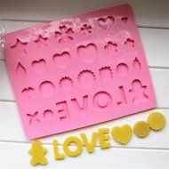 Yunko Bakeware LOVE Heart Star Silicone Muffin Tray Candy Cupcake Jelly Mold Baking Pan 26 Cells N2
