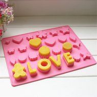 Yunko Bakeware LOVE Heart Star Silicone Muffin Tray Candy Cupcake Jelly Mold Baking Pan 26 Cells N3