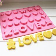 Yunko Bakeware LOVE Heart Star Silicone Muffin Tray Candy Cupcake Jelly Mold Baking Pan 26 Cells N4