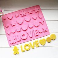 Yunko Bakeware LOVE Heart Star Silicone Muffin Tray Candy Cupcake Jelly Mold Baking Pan 26 Cells N5
