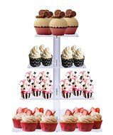 BonNoces Premium Four 4-Tier Crystal Clear Acrylic Glass Square Wedding Cake Stand Cupcake Tree for Wedding Cupcakes... N3