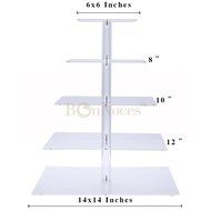 BonNoces Premium Four 4-Tier Crystal Clear Acrylic Glass Square Wedding Cake Stand Cupcake Tree for Wedding Cupcakes... N11