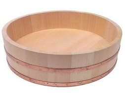 Happy Sales HSRT-WD14B Wooden Sushi Oke Hangiri Mixing Bowl, 14", Natural