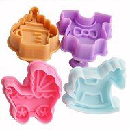 Tinksky Cute 3D Baby Shirt Bottle Pushchair Rocking Horse Shaped Cake Fondant Cookies Plunger Cutters Molds Set...