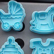 Tinksky Cute 3D Baby Shirt Bottle Pushchair Rocking Horse Shaped Cake Fondant Cookies Plunger Cutters Molds Set... N2