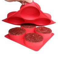 Silicone Burger Master 4 in 1 - Stuffed Burger Press Patty Maker Non-stick Freezer Storage Container, Circular...