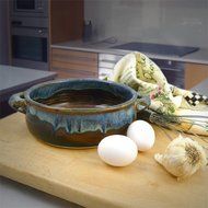 Stoneware 1.5-quart Baking Dish, Handmade Pottery, Earthy Blue Color N4