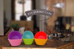Eve Baking Cups Reusable Silicone Round Baking Cup 24pcs with Recipe e-Book N9