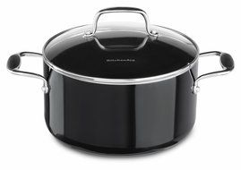 KitchenAid KCA60LCOB Aluminum Nonstick 6.0-Quart Low Casserole with Lid Cookware - Onyx Black
