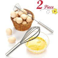 Chefaith 12&quot; Food-Grade Silicone Wired Balloon Whisk [Wooden Handle for Nice Grip] + 3&quot; Mini Whisk as Bonus -... N8