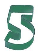 R&amp;M Number 5 Cookie Cutter Green With Brightly Colored, Durable, Baked-on Polyresin Finish