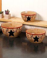 Set of 3 Rustic Star Berry Mixing Bowls