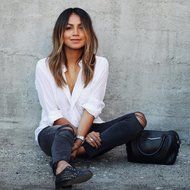 AIMTOPPY Women Sexy Blouse Long Sleeve Shirt Loose Pocket Shirts V Neck Tops (M, White) N4