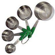 Measuring Cups - Metal Set with Engraved Standard and Metric Measurements - FREE Baking eBook