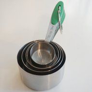 Measuring Cups - Metal Set with Engraved Standard and Metric Measurements - FREE Baking eBook N2