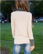 AIMTOPPY Women Sexy Irregular Splice Cotton Blouse Long Sleeve V Neck Loose T Shirts Tops (L) N2