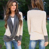 AIMTOPPY Women Sexy Irregular Splice Cotton Blouse Long Sleeve V Neck Loose T Shirts Tops (L) N3