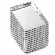 Gridmann 9 x 13 Commercial Grade Aluminium Cookie Sheet Baking Tray Jelly Roll Pan Quarter Sheet - 12 Pans
