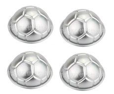 Astra shop Set of 4 Mini 3D Novelty Sports Soccer Ball Pan Metal Pastry Baking Pan Mold, 4&quot; Diameter
