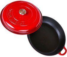 Enameled Cast Iron Covered Casserole-Caribbean (3 Quarts), Red - Utopia Kitchen N2