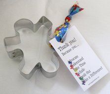 Autism Puzzle Piece Cookie Cutter with Ribbon and Card