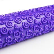 Joylive 10&quot; Rolling Pin HDPE Cake Fondant Sugarcraft Paste Spiral Embossed Tools Purple N5