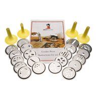 Cookie Press Kit &ndash; Stainless Steel Biscuit Press Set Includes 20 Discs &amp; 4 Icing Tips. DKST Kitchen&rsquo;s Best Christmas... N3