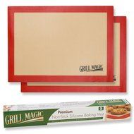 Grill Magic Large 11.5&rdquo; x 16&rdquo; Silicone Baking Mats, Professional Grade Oven Safe Sheets for Cookies, Fish, Vegetables...