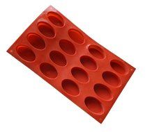 Ozera Silicone Oval Biscuit Chocolate Mold (2 Pack), Cake Baking Mold Muffin Cup, 16-Cavity, Red N5