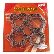 Trasfit Set of 16 Metal Cookie Cutters Set: Stars, Flowers, Round and Hearts Shape (Assorted Sizes) N4