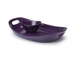 Rachael Ray Serveware 14-Inch Stoneware Serving Platter and Dipper Bowl, Orange N4