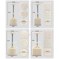 4 Sets Party Moon Cake Mold - 12 PCS - Mid Autumn Festival DIY Decoration Press - 50g/100g - White N5