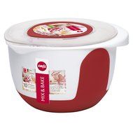 Emsa &quot;Mix &amp; Bake&quot; 101.4 oz Mixing Bowl with Lid, White/Red N6