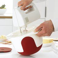 Emsa &quot;Mix &amp; Bake&quot; 101.4 oz Mixing Bowl with Lid, White/Red N9