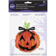 Wilton W0432 Shaped Party Bags, 6-Inch by 9-Inch, Jack-O-Lantern, 12-Pack