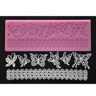 FOUR-C Christmas Gift Embossing Cake Mat Butterfly Decor Silicone Pad Color Pink