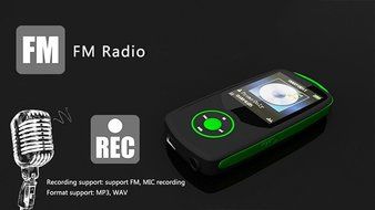 MEEKO 8GB Hi-Fi Lossless Sound Bluetooth MP3 Player 50 Hours Playback,FM Radio Record, Green N3