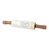 Hallmark Home Clever Kitchen Everyday Collection, Stoneware Rolling Pin with Wood Handles