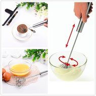 Artmice-Egg Whisk, 12&quot; Stainless Steel Hand Push Whisk Egg-beater Kitchen Whisk, Blender, [Self Rotating] [Semi-Automatic... N2