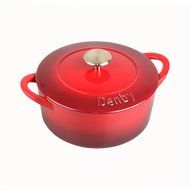 Denby Cast Iron Round Covered Casserole, 4-Liter, Red